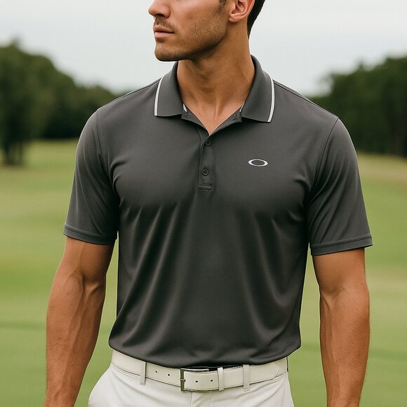 Oakley Men's Charcoal Polo Shirt Large - Picture 1 of 6